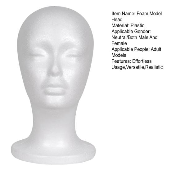Foam Mannequin Head for Wig Display Female Mannequin Stand Holder Lightweight Foam Head Model for Hair Styling Hat Making And Cosmetology Practice