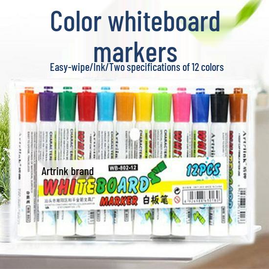 10 Boxes Child-Safe Refillable Whiteboard Markers - 12 Colors, Erasable, Thick Tip, Free Shipping