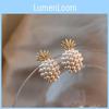 Minimalist Pineapple Silver Needle Earrings With Pearl Design For Daily Wear