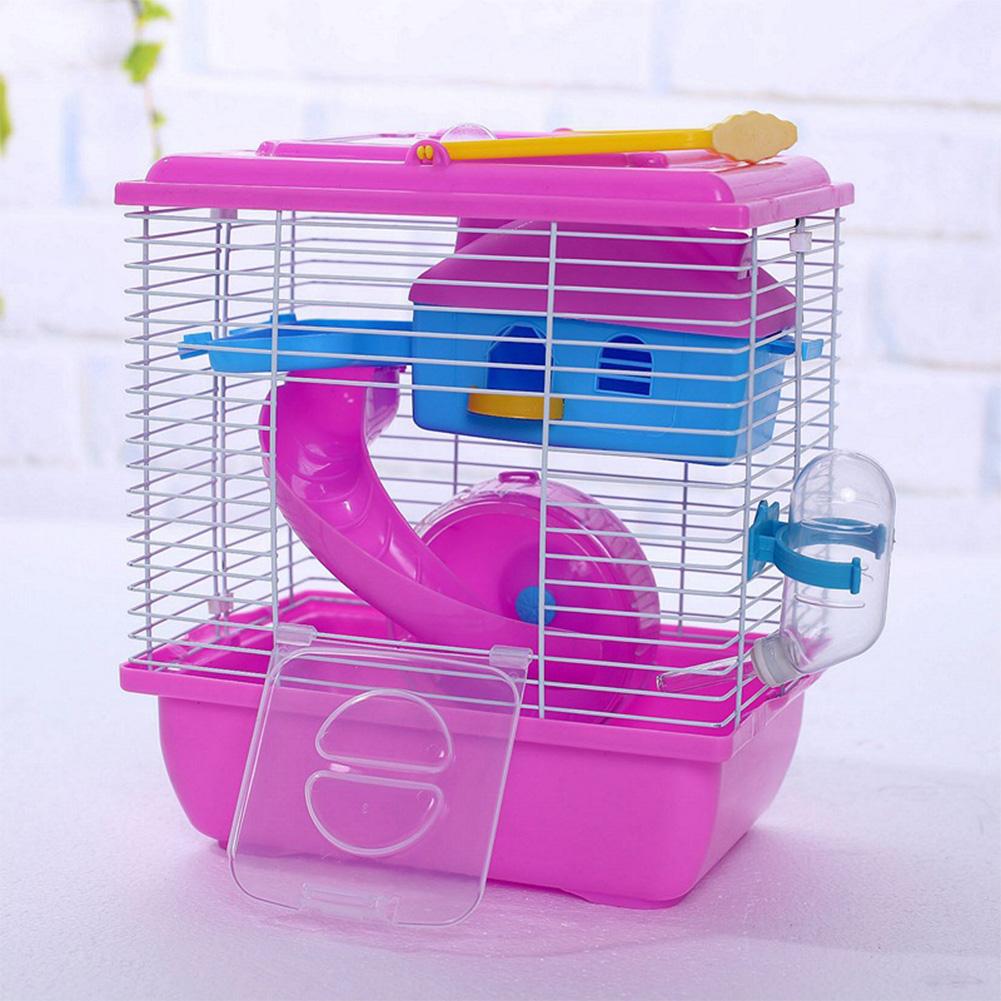 Pet Cage Hamster Cottage with Transparent Skylight Double Layer House for Hamster Golden Hamster Pet
