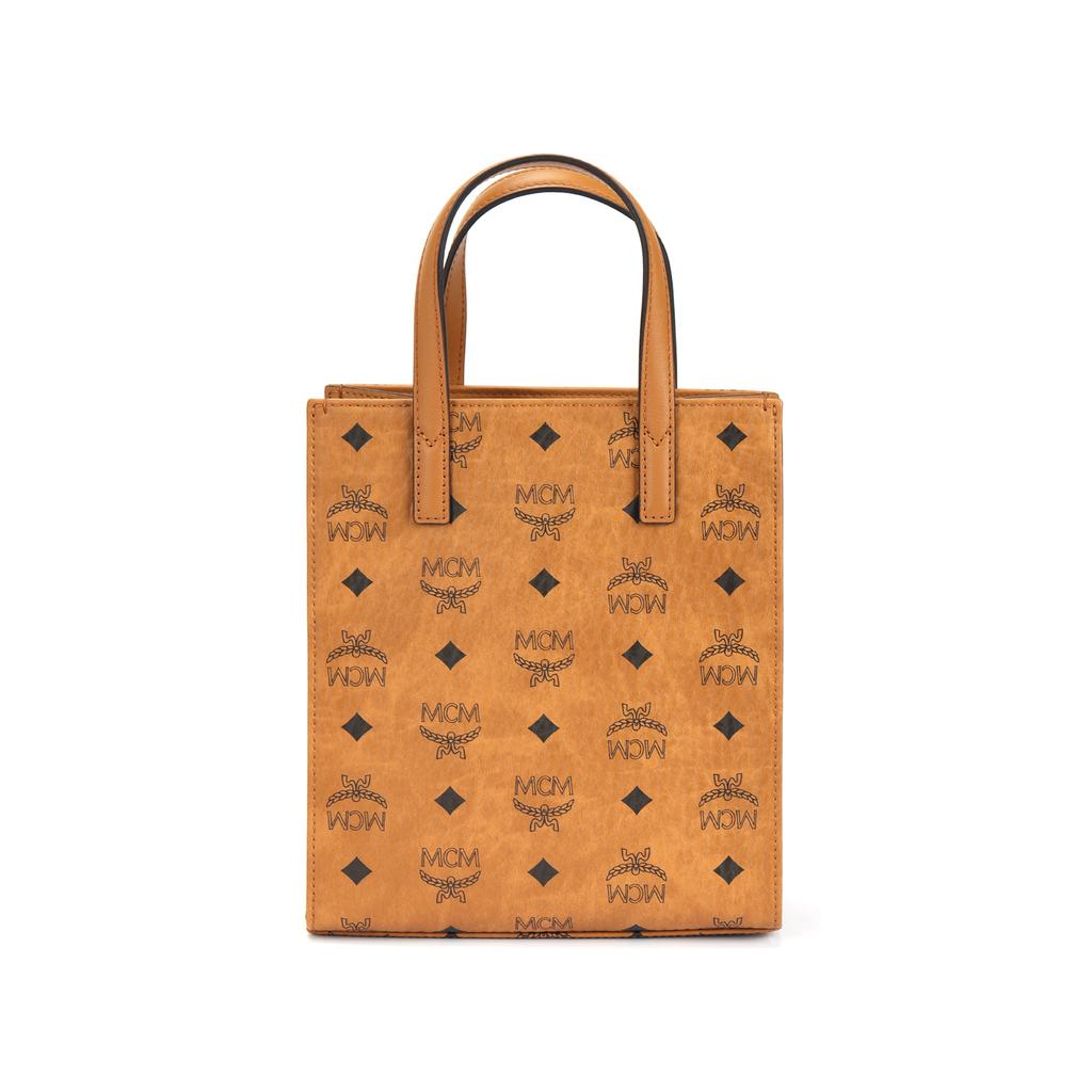 MCM Klassik Classic Monogram All-Print Leather Trim Tote Bag Shoulder Bag Mini Women's Brown Patchwork