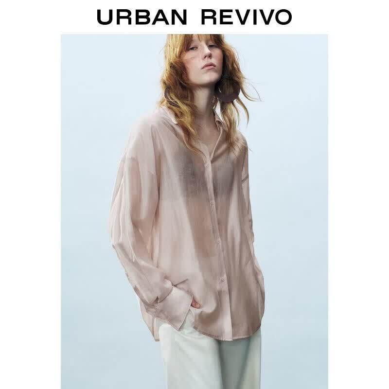 UR Women s Elegant Pastel Button-Down Lapel Shirt L