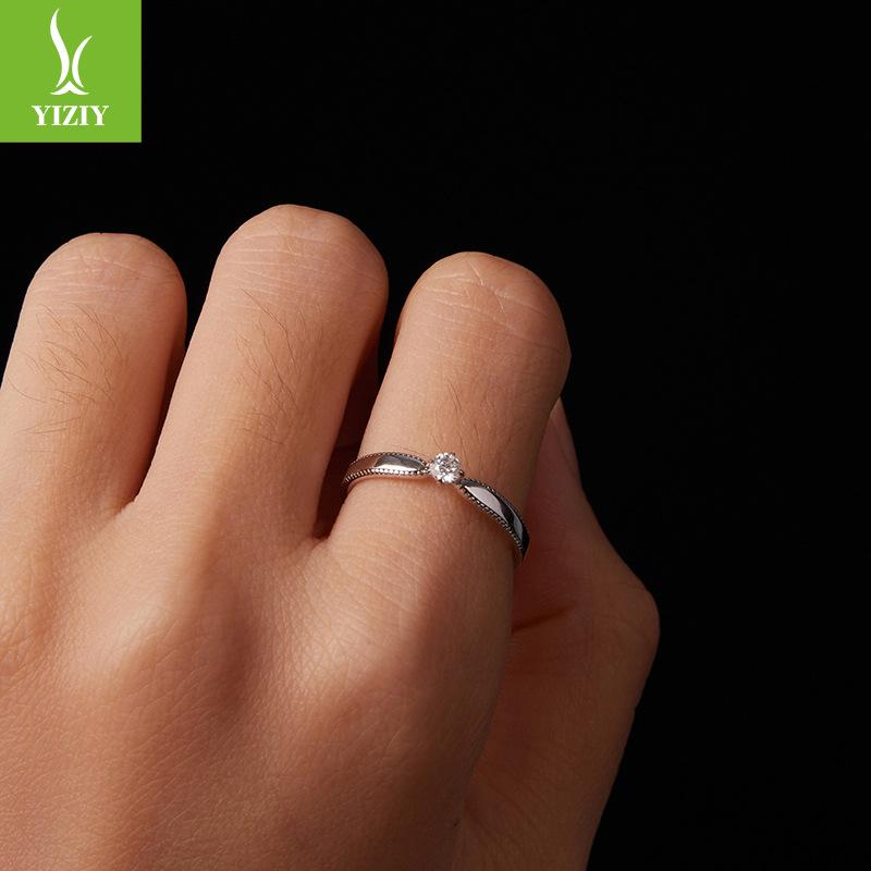 Exquisite Shining Moissanite Ring S925 Sterling Silver Platinum-Plated Simple Light Luxury Jewelry Ring For Women