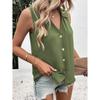 Kadın 3XL Yelek Gömlek Moda Düğmeli Yaka Tişört Bayan Düğmeli Zarif V Yaka Kolsuz Atlet Gömlek