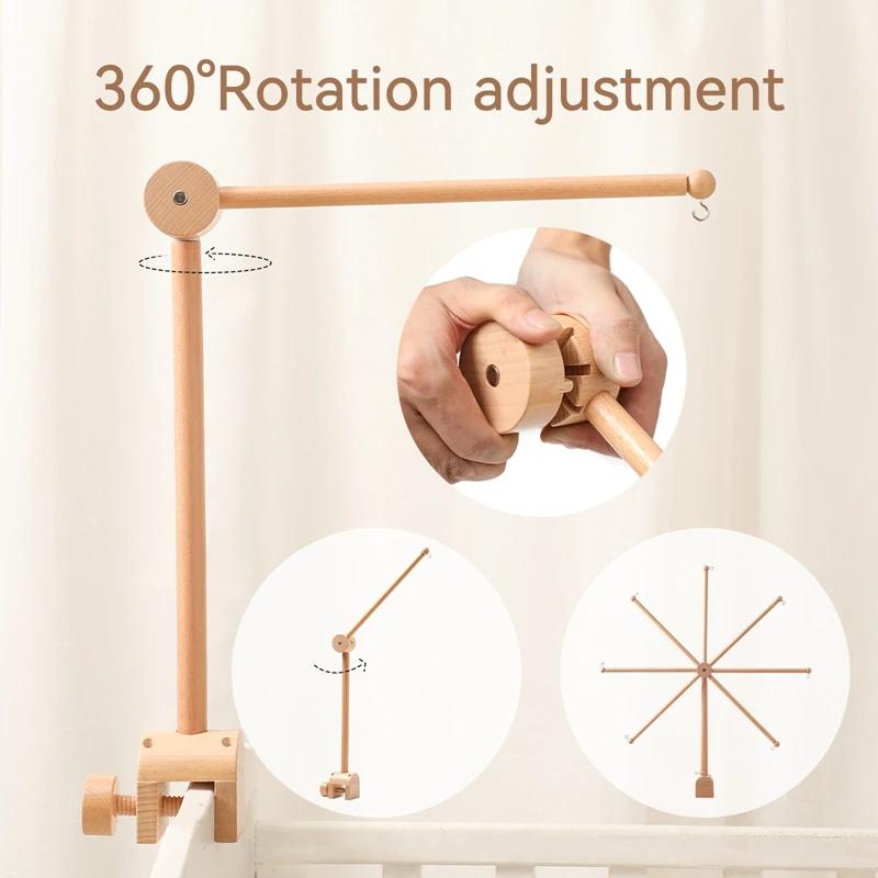 Krippenmobile Drehbare Spieluhr mit Liedern Motor Zubehör Anhänger Spielzeug 0 12 Monate Babybett Hängendes Glockenspiel Spielzeug Kinderzimmer spielt Holzmaserung