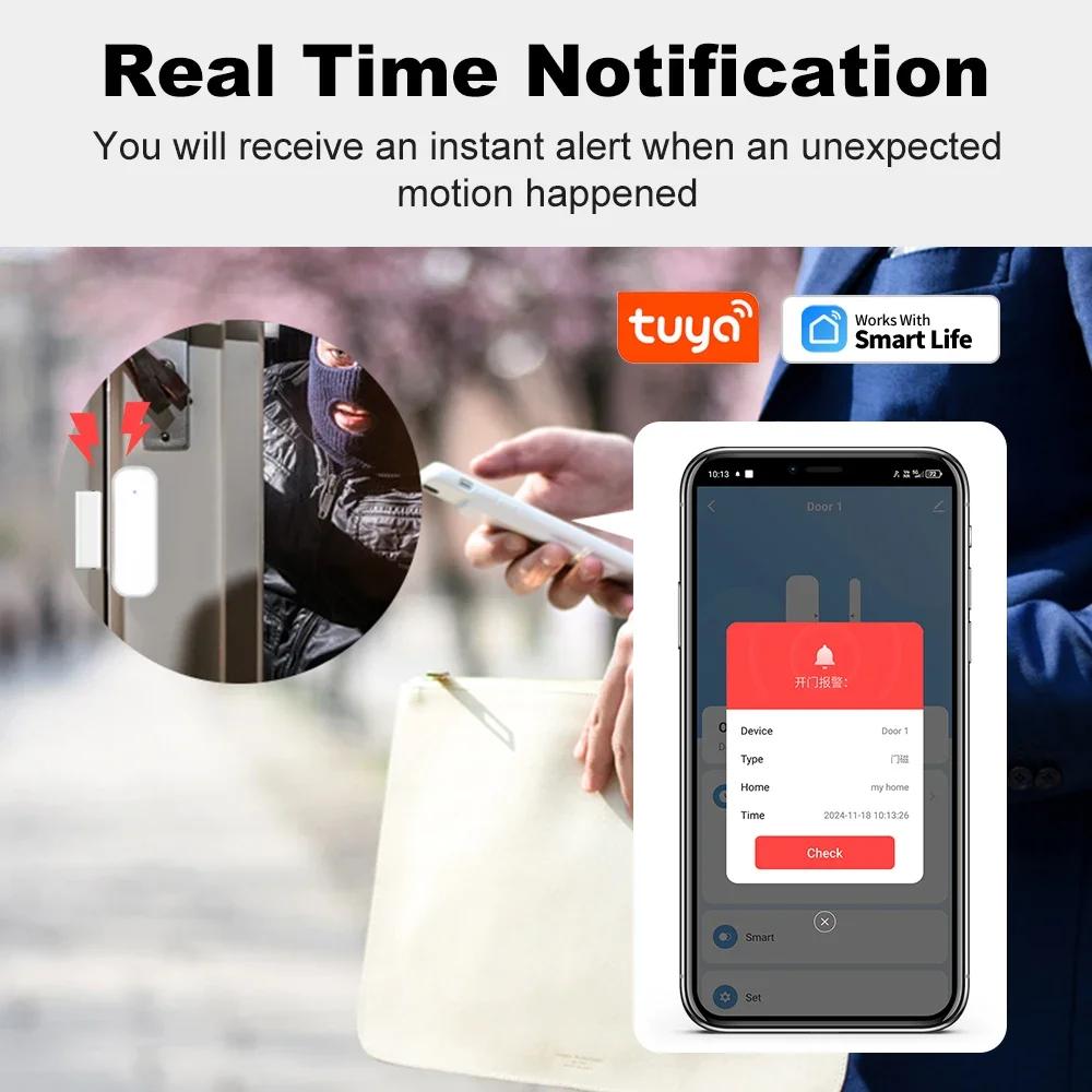 Tuya Zigbee Smart Door Window Sensor Wireless Open Close Detector Smart Home Security Alarm Works with Alexa Google Assistant