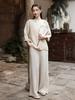 Lu & Andi Women's Spring Han Hemp Wide-Leg Pants - New Chinese Style Slimming Drape Straight Leg Casuals