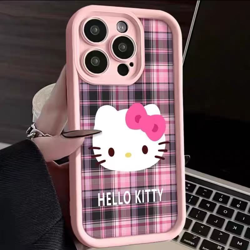 Plaid KT cat iPhone17/15ProMax mobile phone case 14 Apple 13 all-inclusive 11 popular XS/XR16 Japan and South Korea