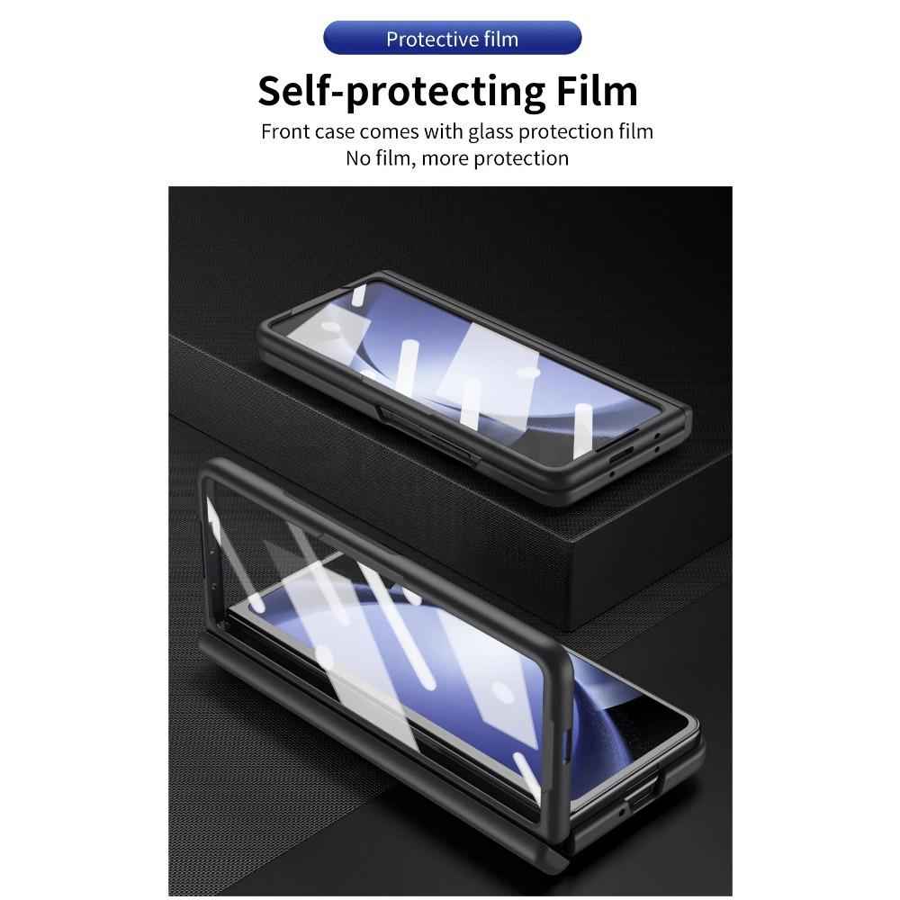 Skin Feel Matte for Samsung Galaxy Z Fold 6 5 4 3 Case with Tempered Film Pen Slot Capacitor Pen Folding Hinge Bracket Cover