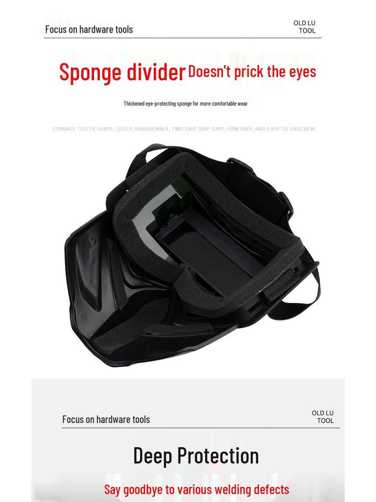 Auto Light-Adjusting Full-Face Welding Mask with Anti-Glare, Anti-Burn, Breathable Design, Heat Insulation, and Eye Protection.