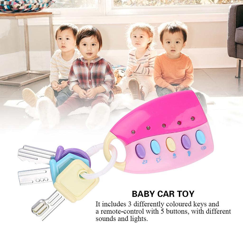 Baby Toy Smart Key Remote Car Control Musical   for Kids Education Toys(Pink)