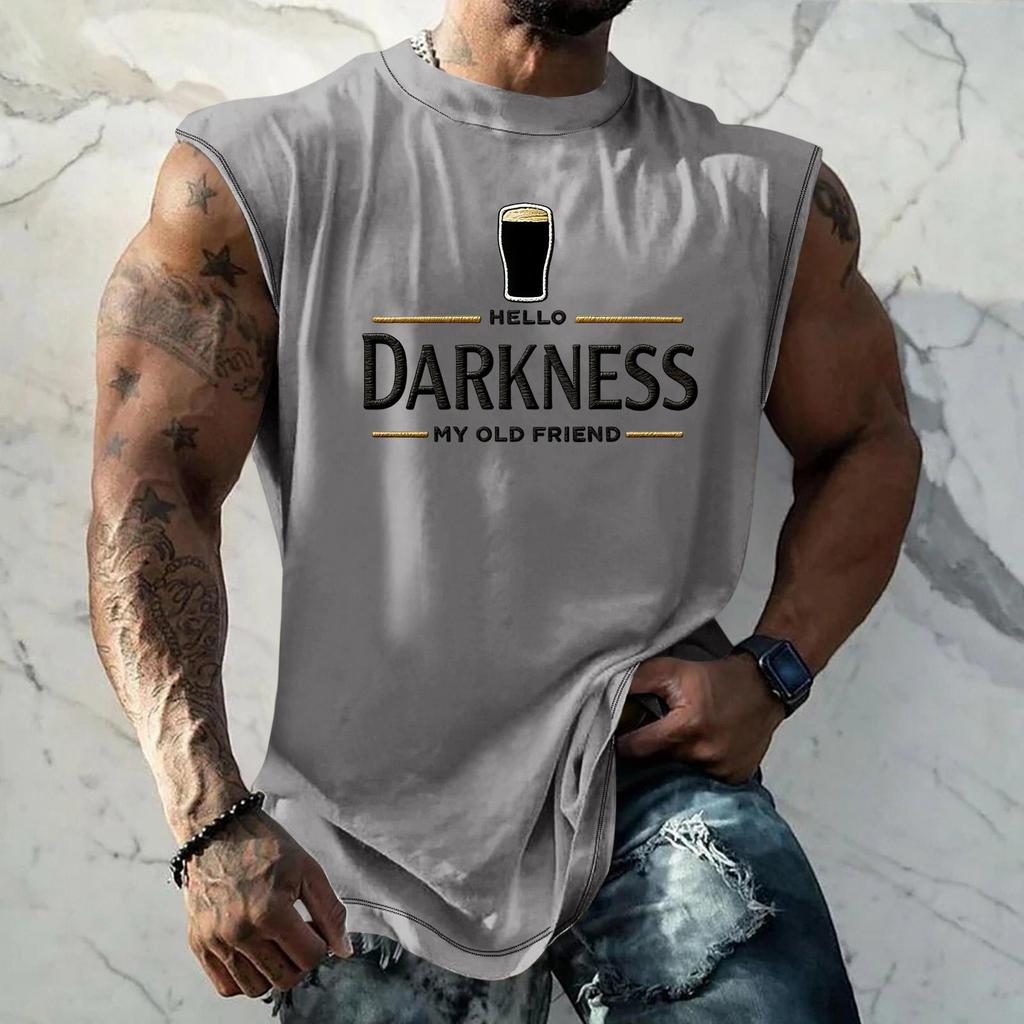 Men Sleeveless Tank Top Muscle Shirt with Beer Graphic Print Casual Summer Vest Lightweight Cotton Blend Comfortable Fit