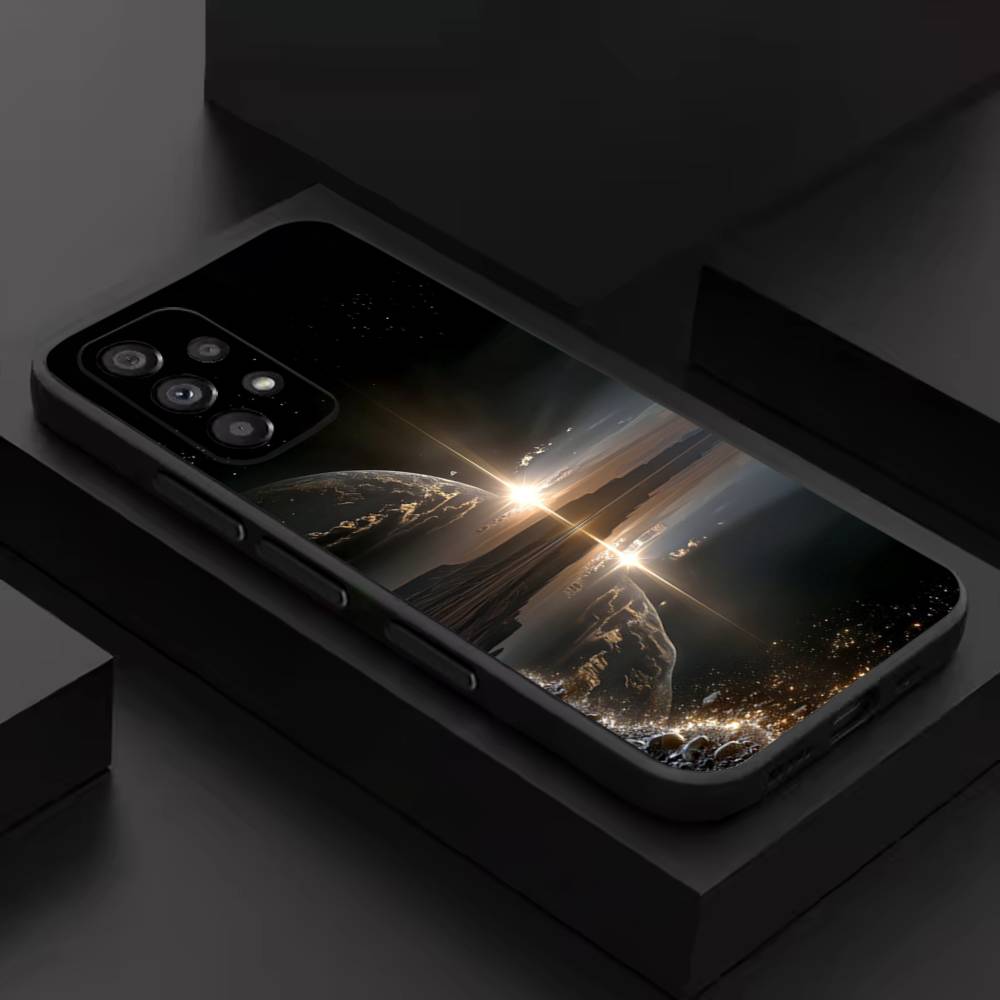 Moon Galaxy Universe For Samsung S 26,25,24,23,22,30,21,10,9,Ultra,Plus,Lite,FE,4,5G Black Soft Case Phone Case
