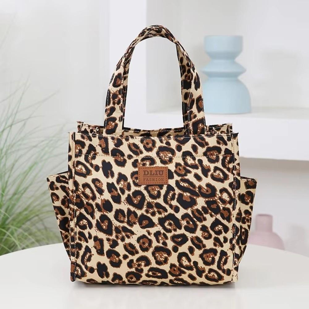 Neue Retro-Leopardenmuster-Lunchtasche mit Aufbewahrungstasche Große Kapazität Isolierte Tasche Handtasche Tragbare Tragetasche Damen