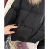 Winter Fur Collar Hooded Padded Short Coat Women Shiny Rhinestone Puffer Jacket Casual Zip Up Outerwear