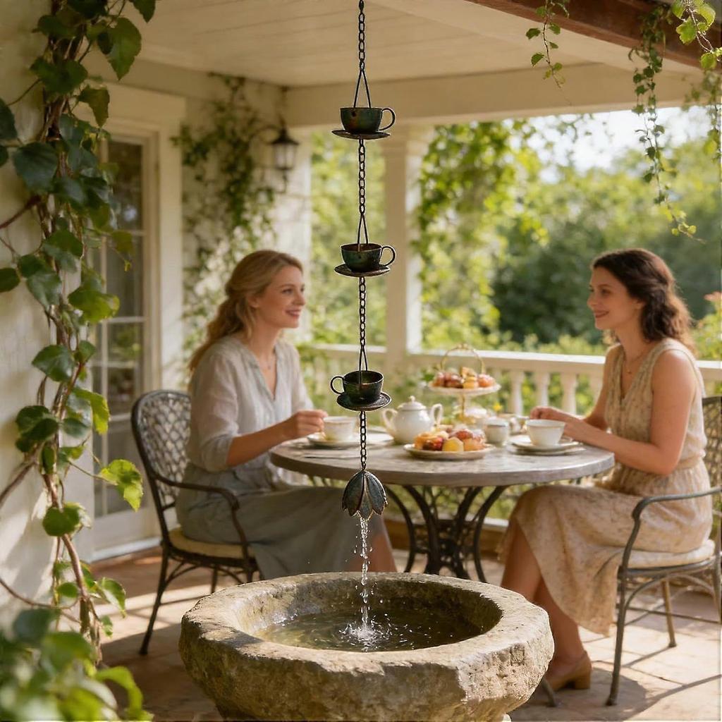 Rain Gutter Chains - Cup Style Long Lasting Water Drainage, Durable Rain Chain, Outdoor Water Management | Walkway Courtyards Pathway Balcony for Walk