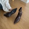 Fashion SUOJIALUN 2025 Winter New Brand Women Short Boots Fashion Pleated Pointed Toe Slip On Thin High Heel Ladies Elegant Chelsea Pump