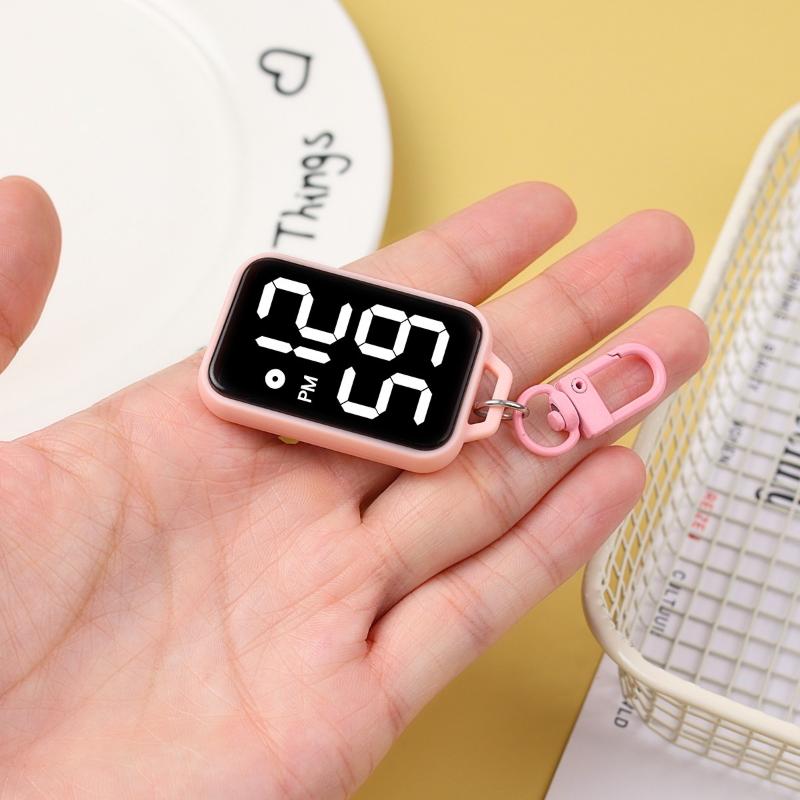 1Pc Led Keychain Pocket Watch Digital Display Electronic Watch For Youngster Student Backpacks Keys Pendant Timepiece Present
