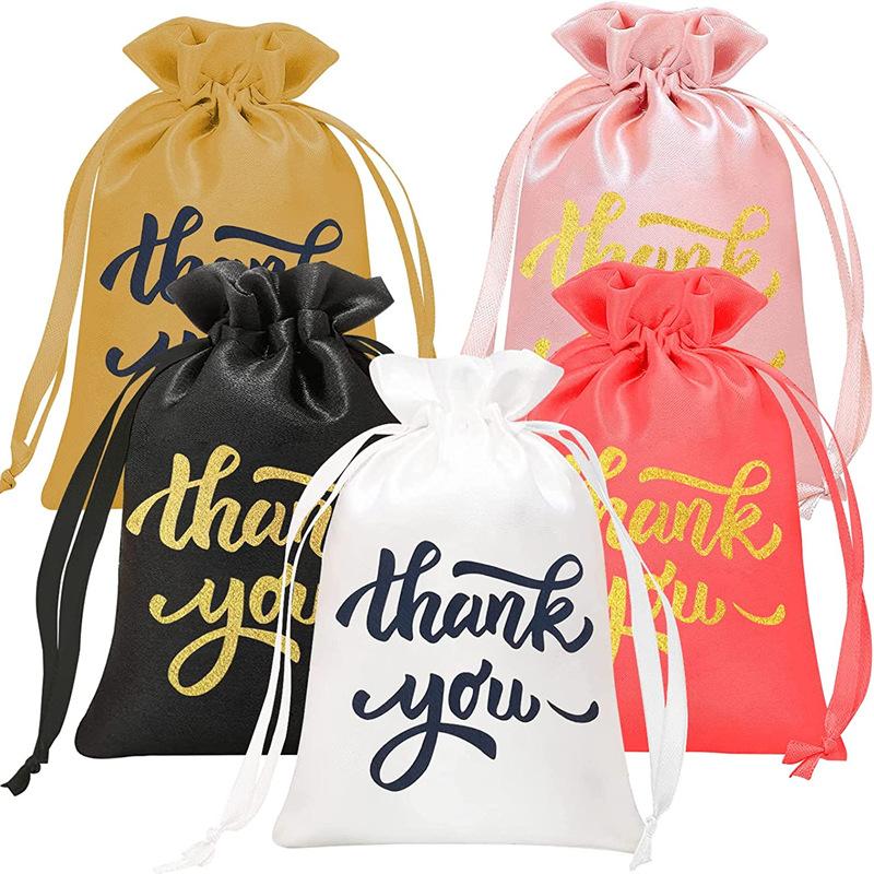 10PCS Satin Gift Bags Drawstring Jewelry Pouches Candy Bag For Thanksgiving Wedding For Birthday Holiday Party Christmas
