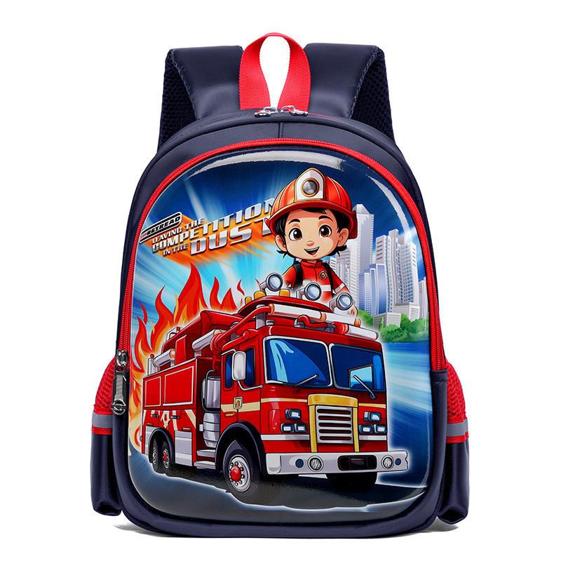 Cute Car Print Boys Backpack Large Capacity Comfortable Breathable Nylon School Bag