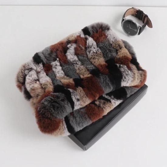 New Fashion Knitted Good Elastic Real Fur Scarf Hat Sets Women Winter Warm Natural Rex Rabbit Fur Scarves Hats Sets