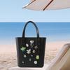 Beach Hole Bag Portable Fashion Open Tote for Shopping Boat Tours Dating Light Blue
