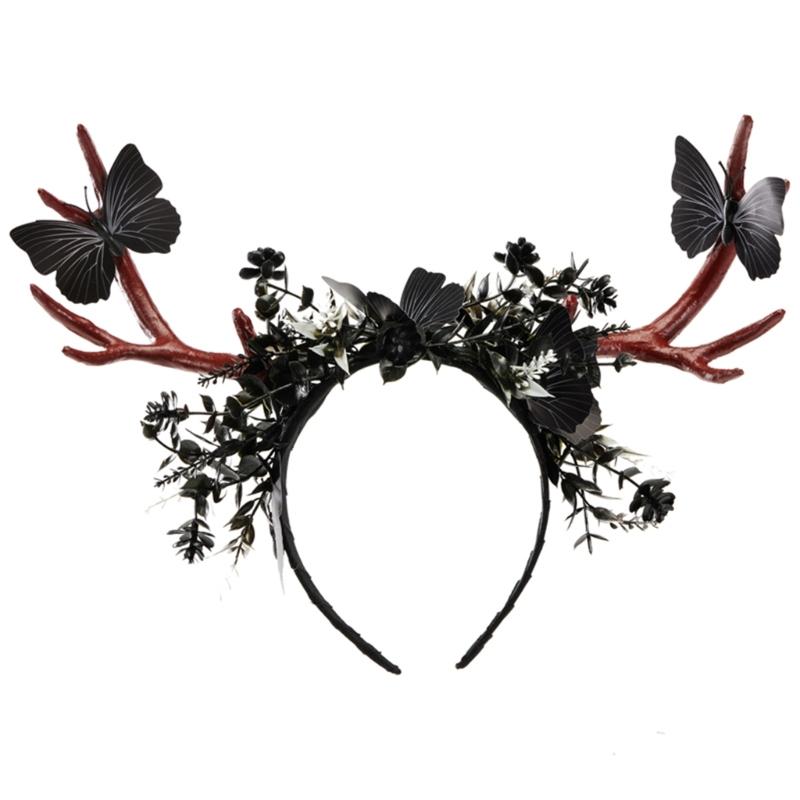 

Unique Cosplay Costume Antler Antler Hair Hoop Gothic Antler Hair Styling for Live Show Headbands Gothic Carnivals 1
