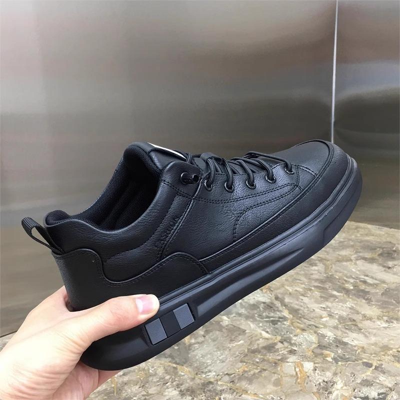 Brand Leather Casual Shoes for Men Classics Fashion Board Shoes Black Slip on Loafers Moccasins Plush Warm Waterproof CottonShoe