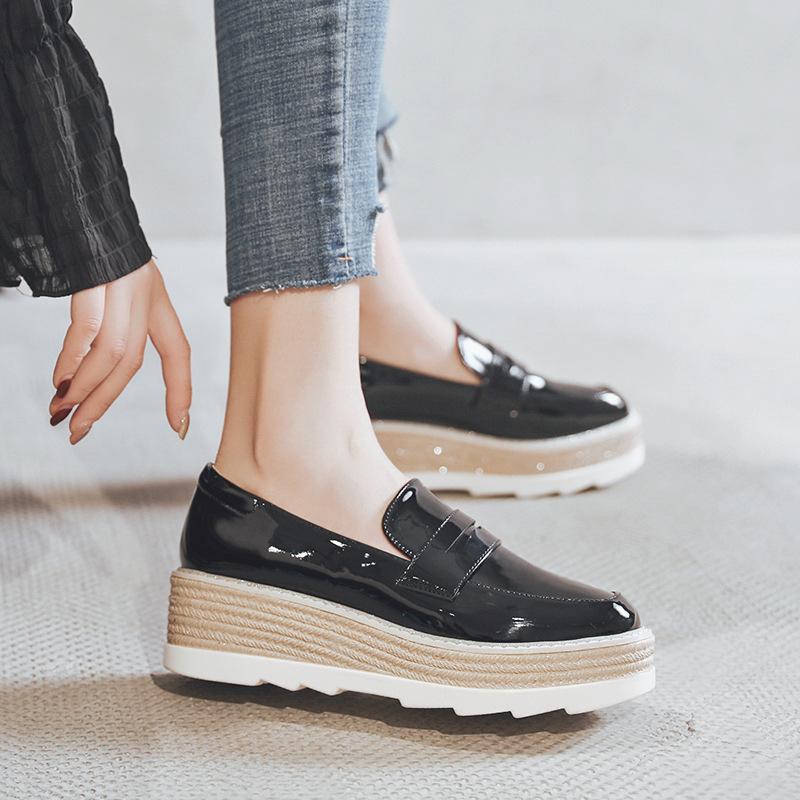 2025 Autumn Women's Simple Sequined Waterproof Platform Thick Sole Heightening Shoes British Style High Heel Casual HZB-007-31