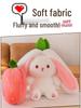 Strawberry Bunny Plush Toy with Big Ears and Carrot Stuffed Doll