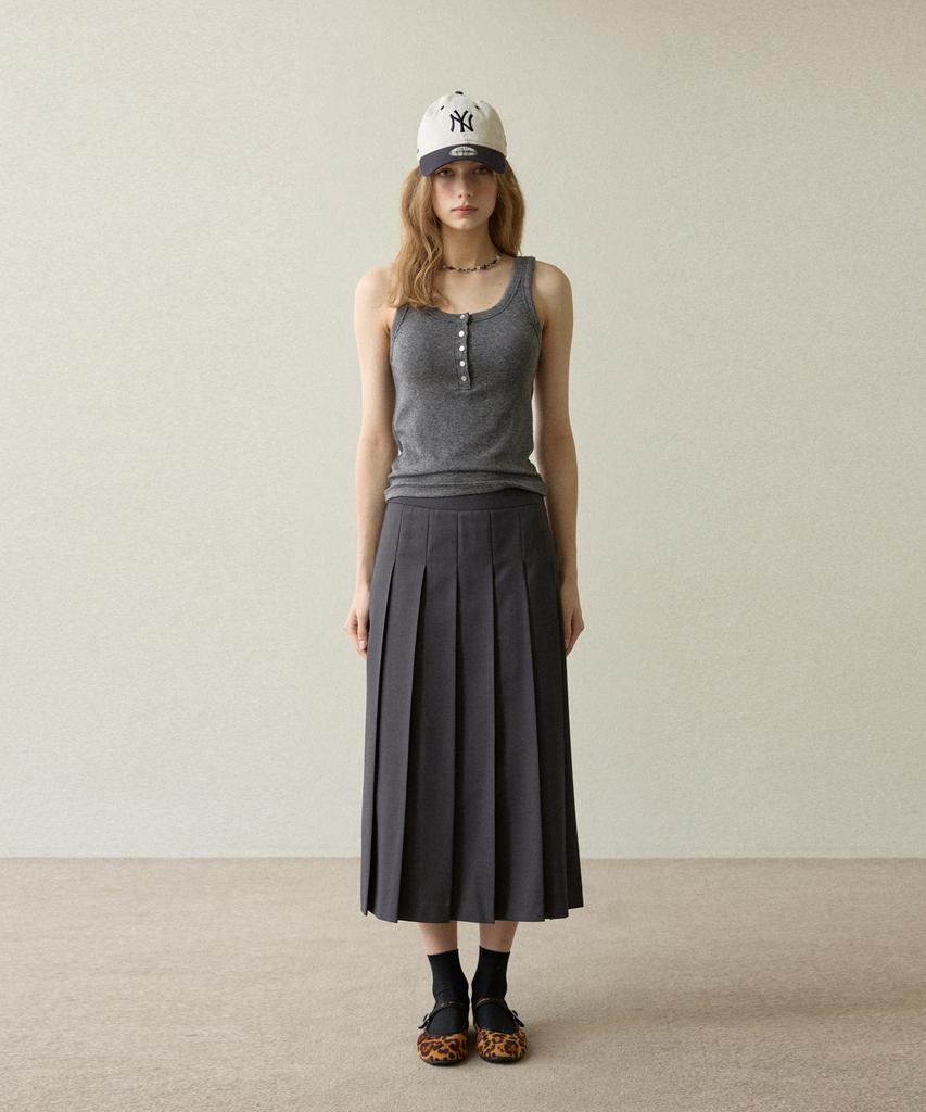 Opeundoeoseutyudio Medium Long Pleated Skirt Deep Gray