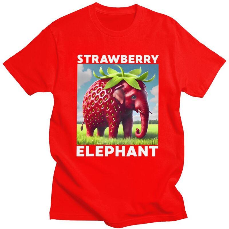 Male Strawberry Elephant Italian Brainrot T Shirt Round Neck Pure Cotton Short Sleeve TShirt Novelty Summer Tyle Clothes S