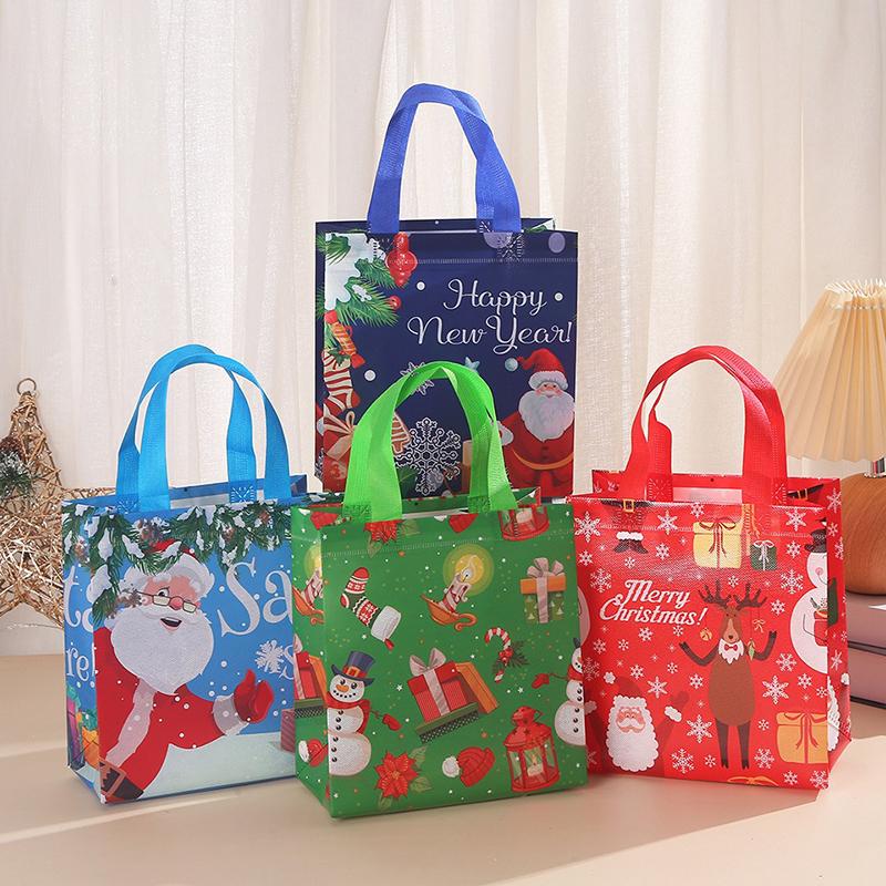 Christmas Gift Bags 4PCS Mixed Styles Non-wove Christmas Gift Packaging Tote Bags Santa Snowman Decoration Party Accessories ZYF
