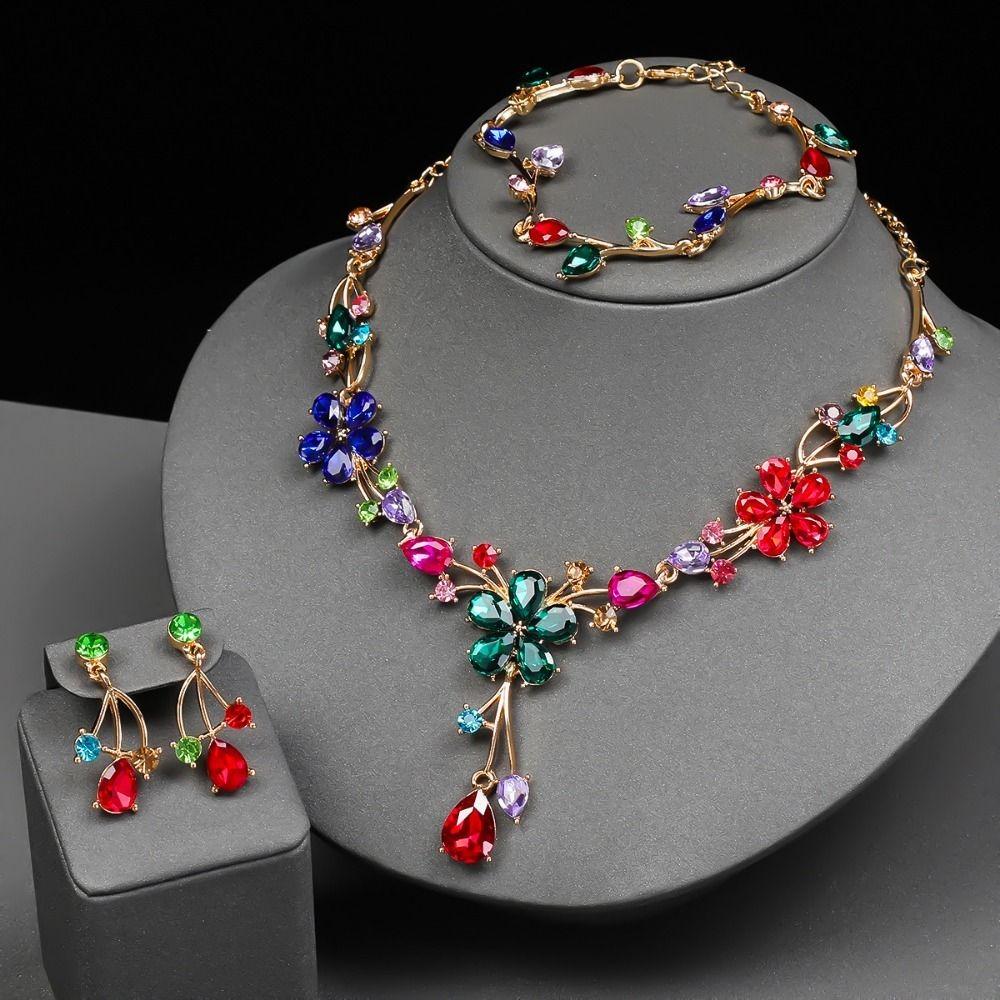 Sparkling Women's Rhinestone Jewelry Set Stud Earrings Bridal Crystal Jewelry Set Party Banquet