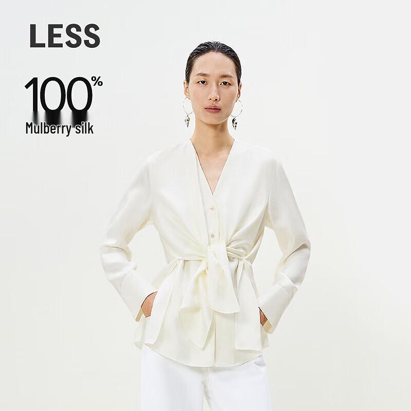 

LESS 2025 Spring Mulberry Silk V-Neck Long Sleeve Shirt S