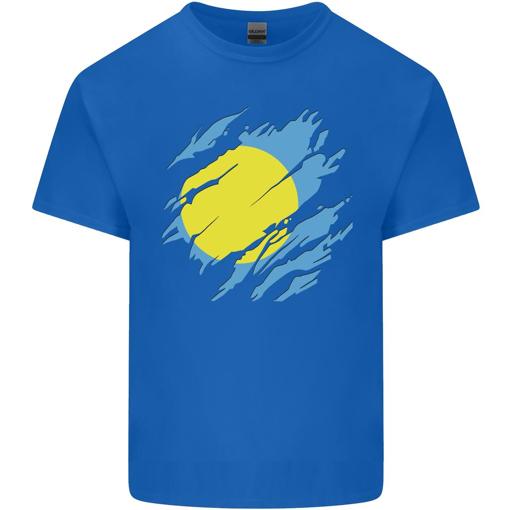 Torn Palau Flag Palauan Day Football Unisexs Light Cotton TShirt