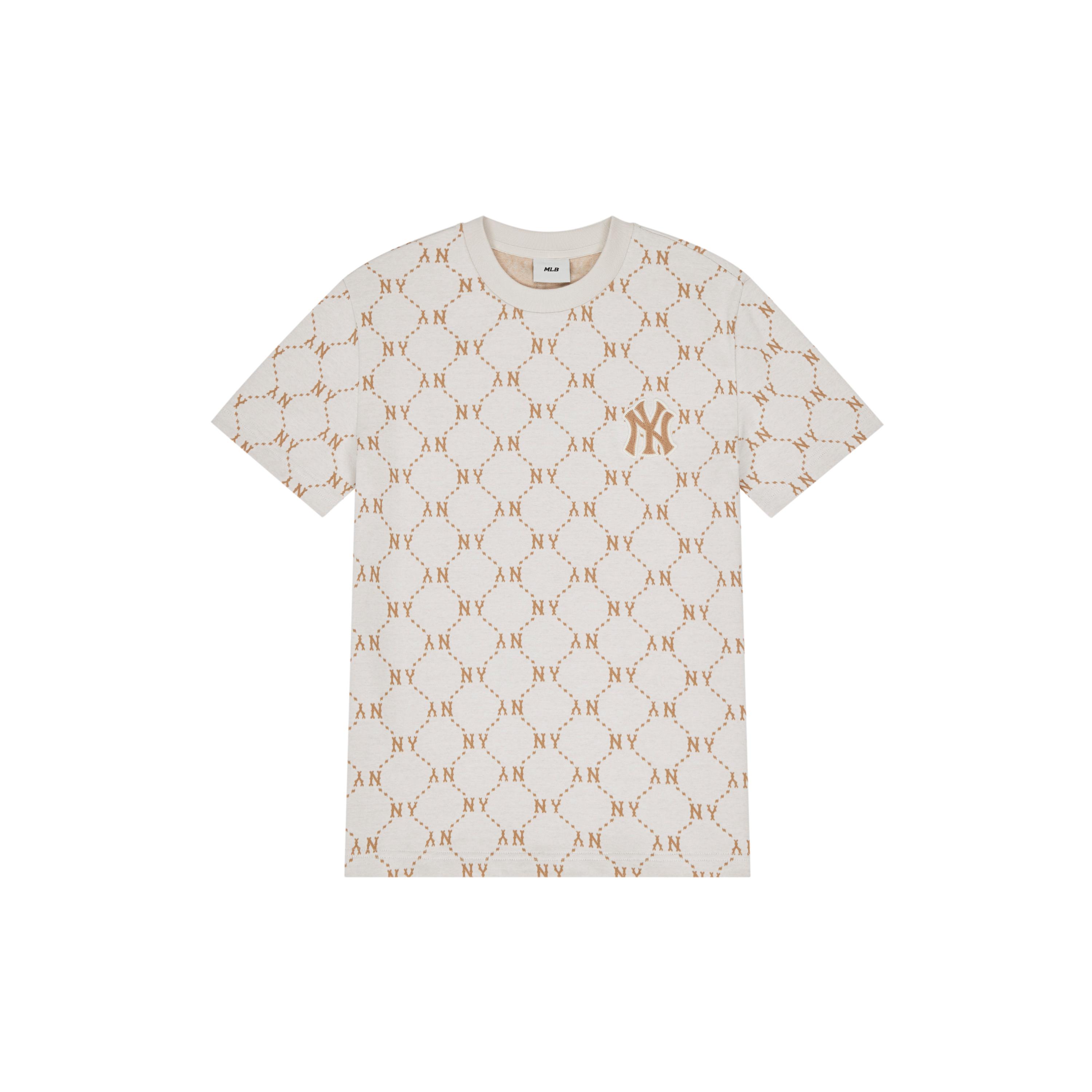 MLB MONOGRAM T Shirt Unisex Cream 3ATSM0143-50CRS XS