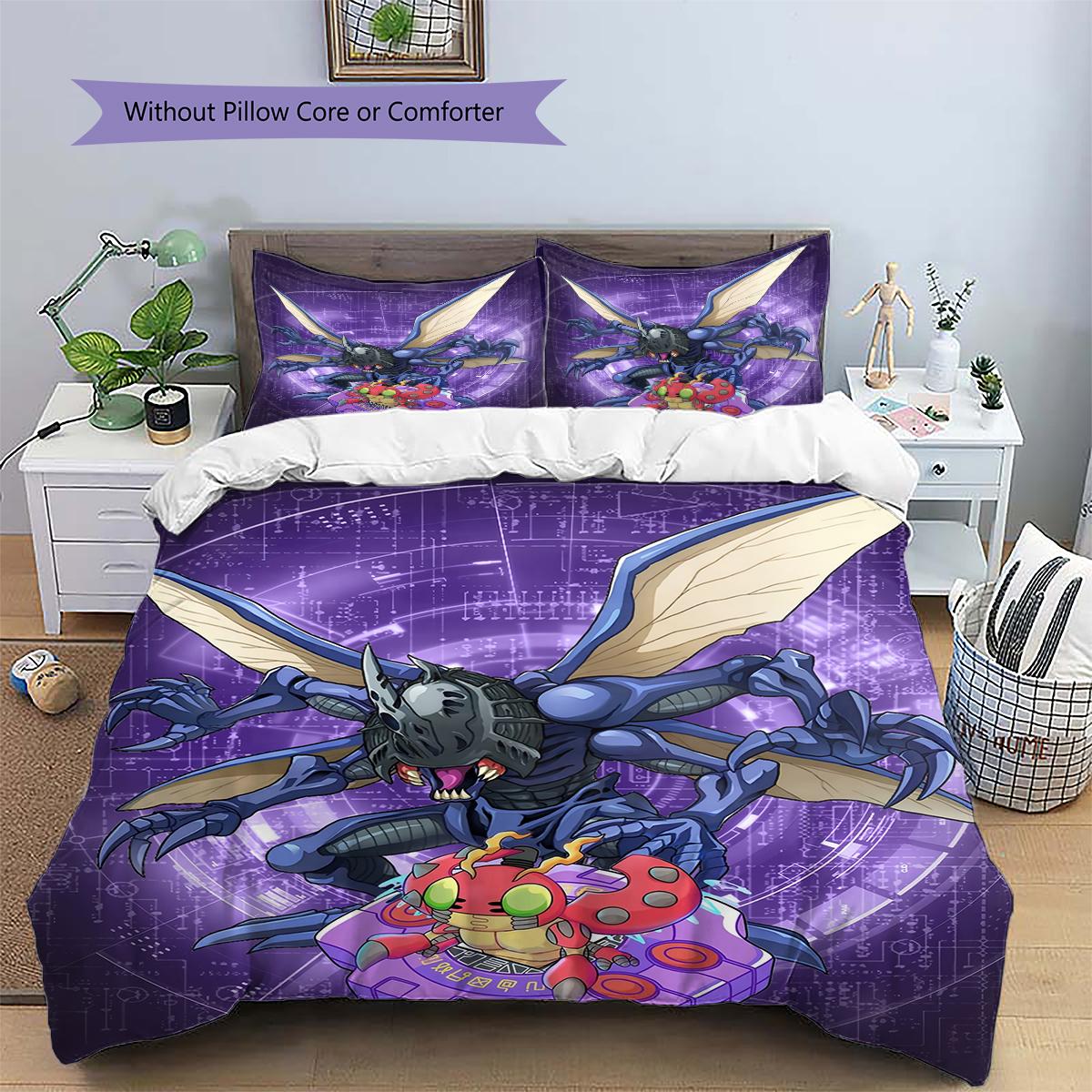 Digimon Battle Pose Duvet Cover & Pillowcases, Digimon Fan Bedroom Bedding, Perfect Gift.chl 135x200cm