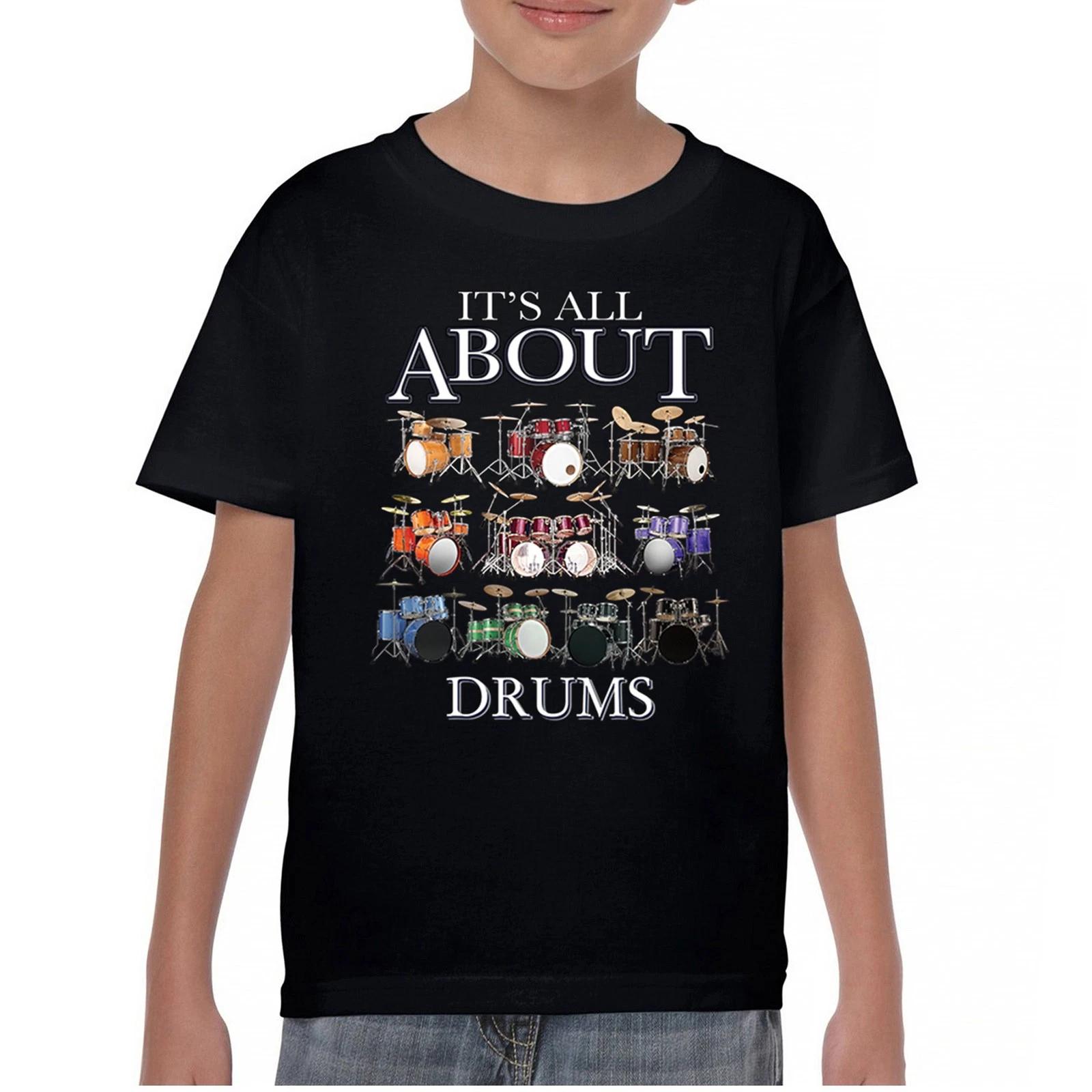 

All About Drums Youth kids boys T-Shirt Colorful Funny Drummer Music Festival Party Kids 140