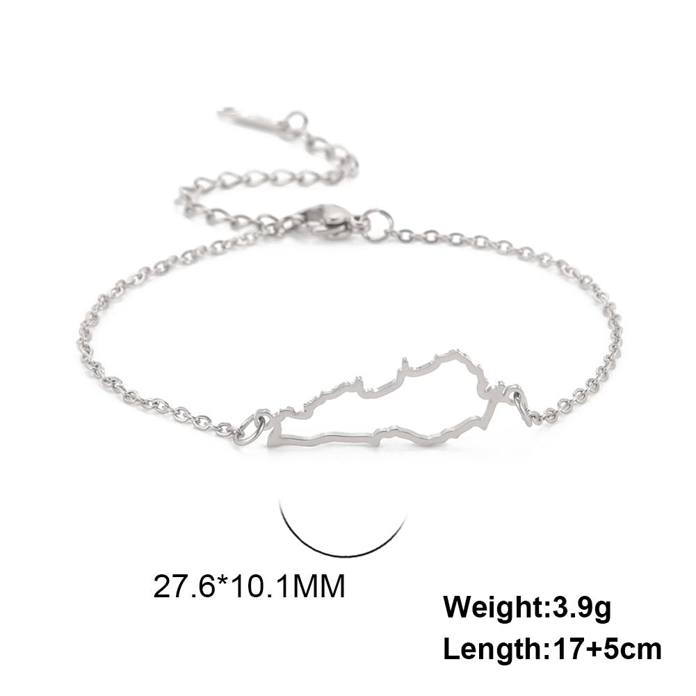 Teamer Ливан Карта Контур Полый Шарм Браслет Нержавеющая Сталь Золотой Цвет Регулируемая Цепочка Для Исторических Украшений Новый 17-22cm