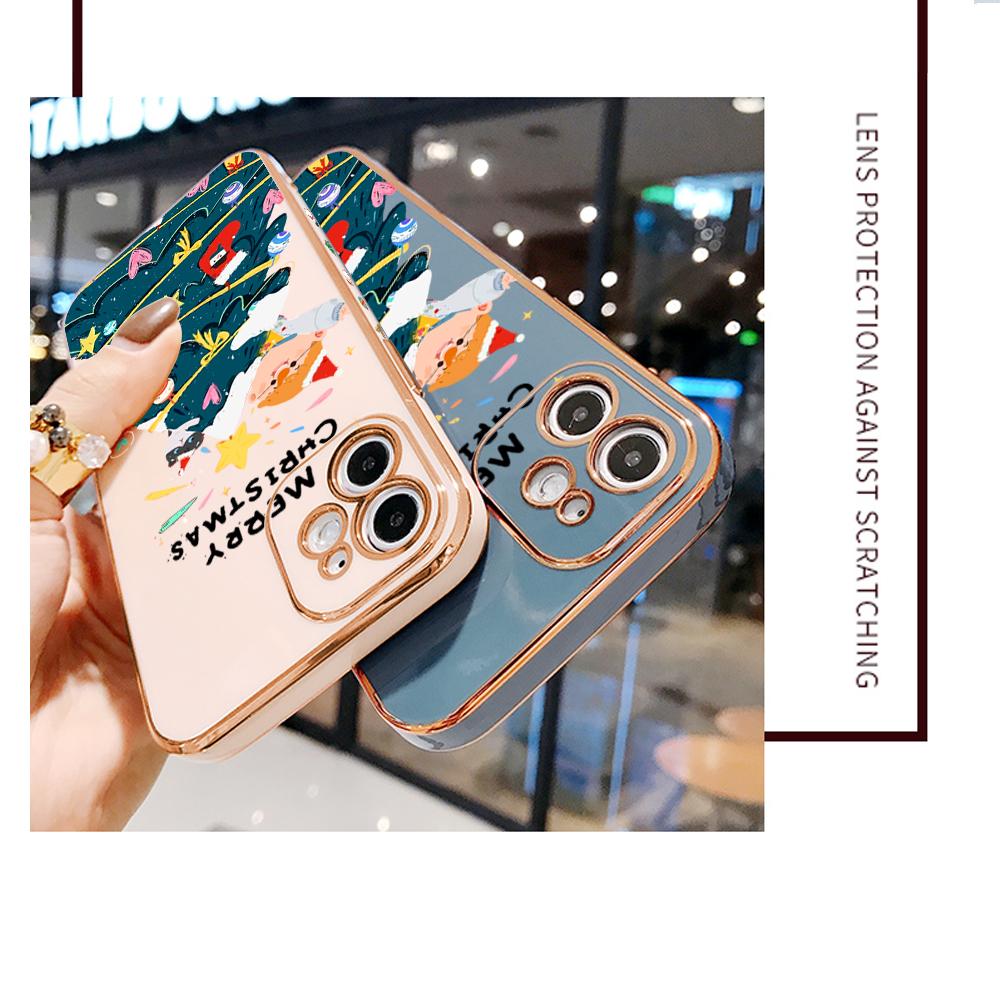 Bunte Druckmuster Quadratisches Randmuster Gehäuse Überzogene Telefonschale Luxus Überzogene Weiche Telefonhülle für Huawei Honor Xiaomi Redmi