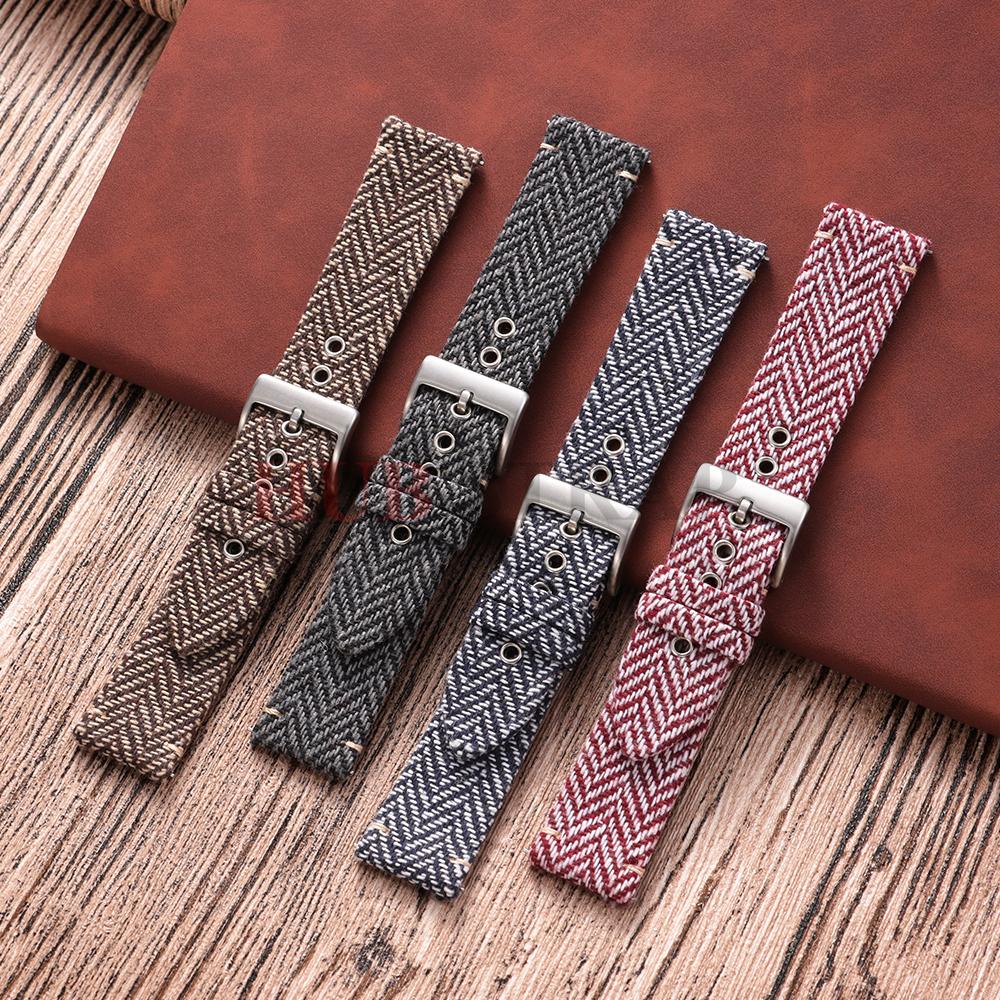18mm 20mm 22mm Genuine Leather Nylon Watch Band Strap Vintage Weave Bracelet Men Women Quick Release Wrist Band for Huawei Watch