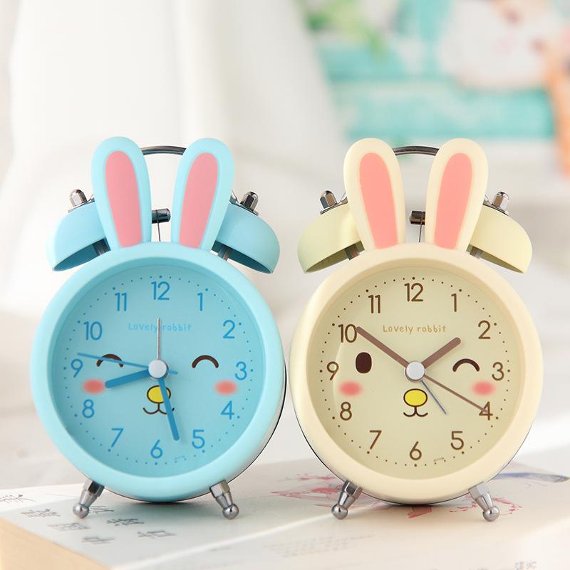 Ringtone Sounds Loudly Children's Bedside Luminous and Silently Cartoon Frosted Rabbit Ringing Alarm Clock When Walking on The Bedside