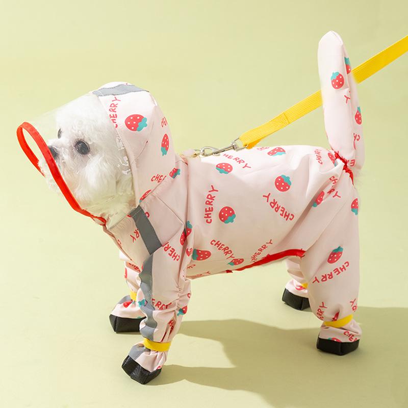 Bichon Frise Dog Raincoat: Full-Coverage, Waterproof, Four-Legged with Tail-Connected Design for Medium and Small Dogs
