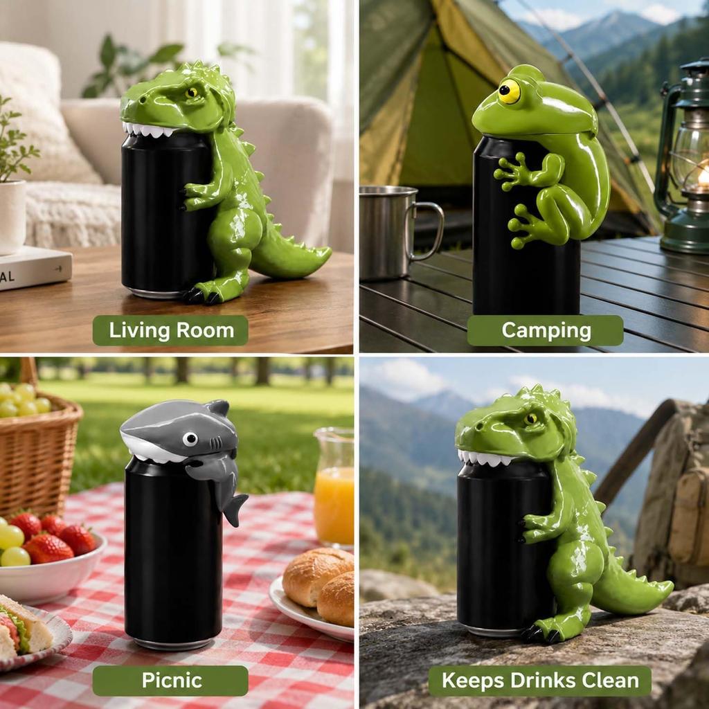 Shark-shaped Can Dust Cover Fun Animal Drink Cover