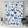 Artistic Blue Butterfly Print Curtains Polyester Fabric Suitable Bedroom Living Room Decoration Curtain Machine Washable Ideal For