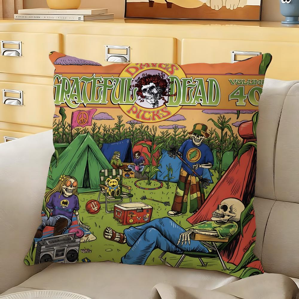 GGrateful DDead rock band Cushion Cover Soft Durable Reversible Pillow Cover Home Car MultiScene Daily Comfort Pillowcase