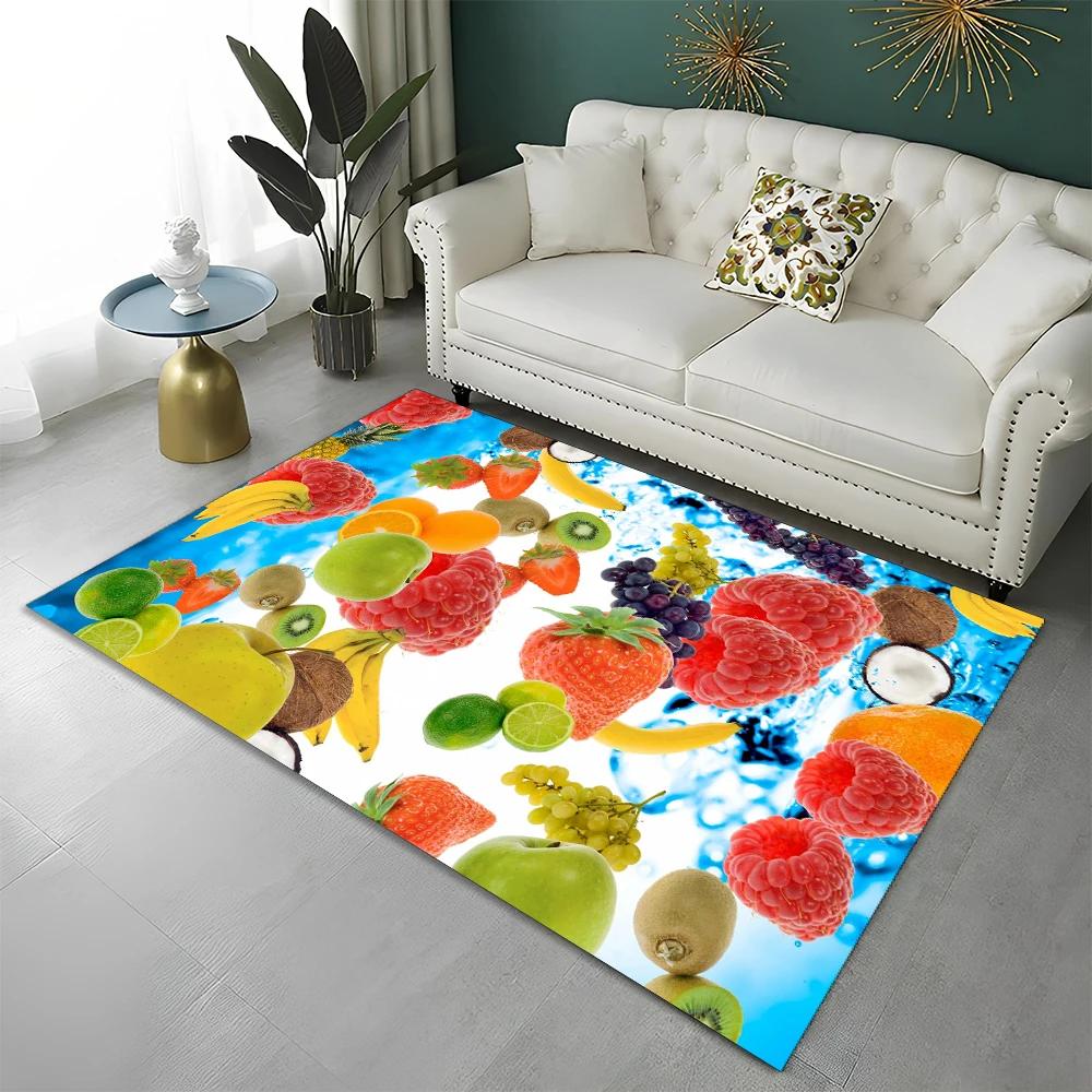3D Cute Fruit Cartoon HD Carpet Rug for Home Living Room Bedroom Sofa Kitchen Doormat Decor,Child Area Rug Non-slip Floor Mat