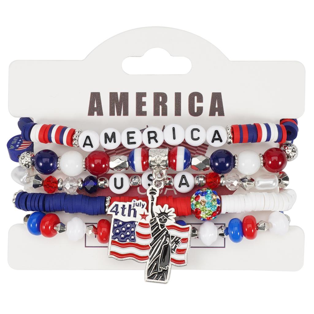 New American Flag Bracelet Red, White and Blue Beaded Bracelet American Independence Day Bracelet Wholesale