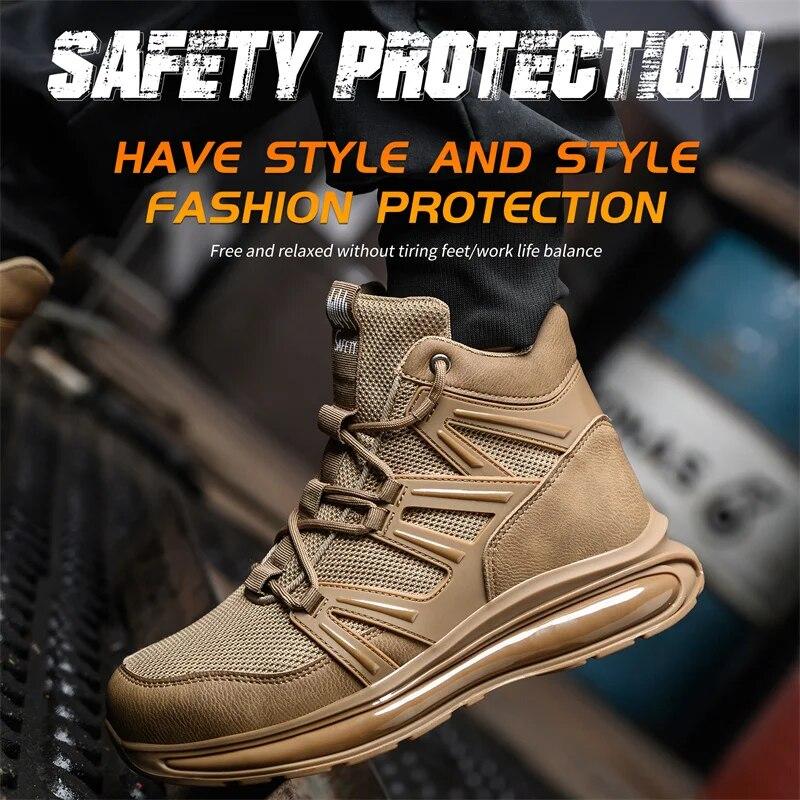 New Fashion 2024 Plus Size 37-50 Men Work Safety Boots Shoes Anti Smashing Male Sneakers Steeli Toe Cap Outdoor Footwear